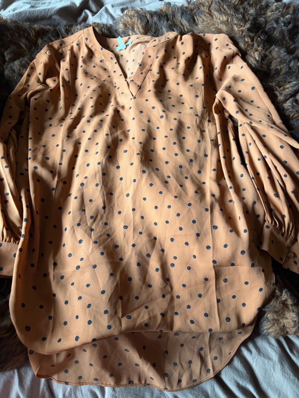 Maurices Peach Polka Dot V-Neck Blouse